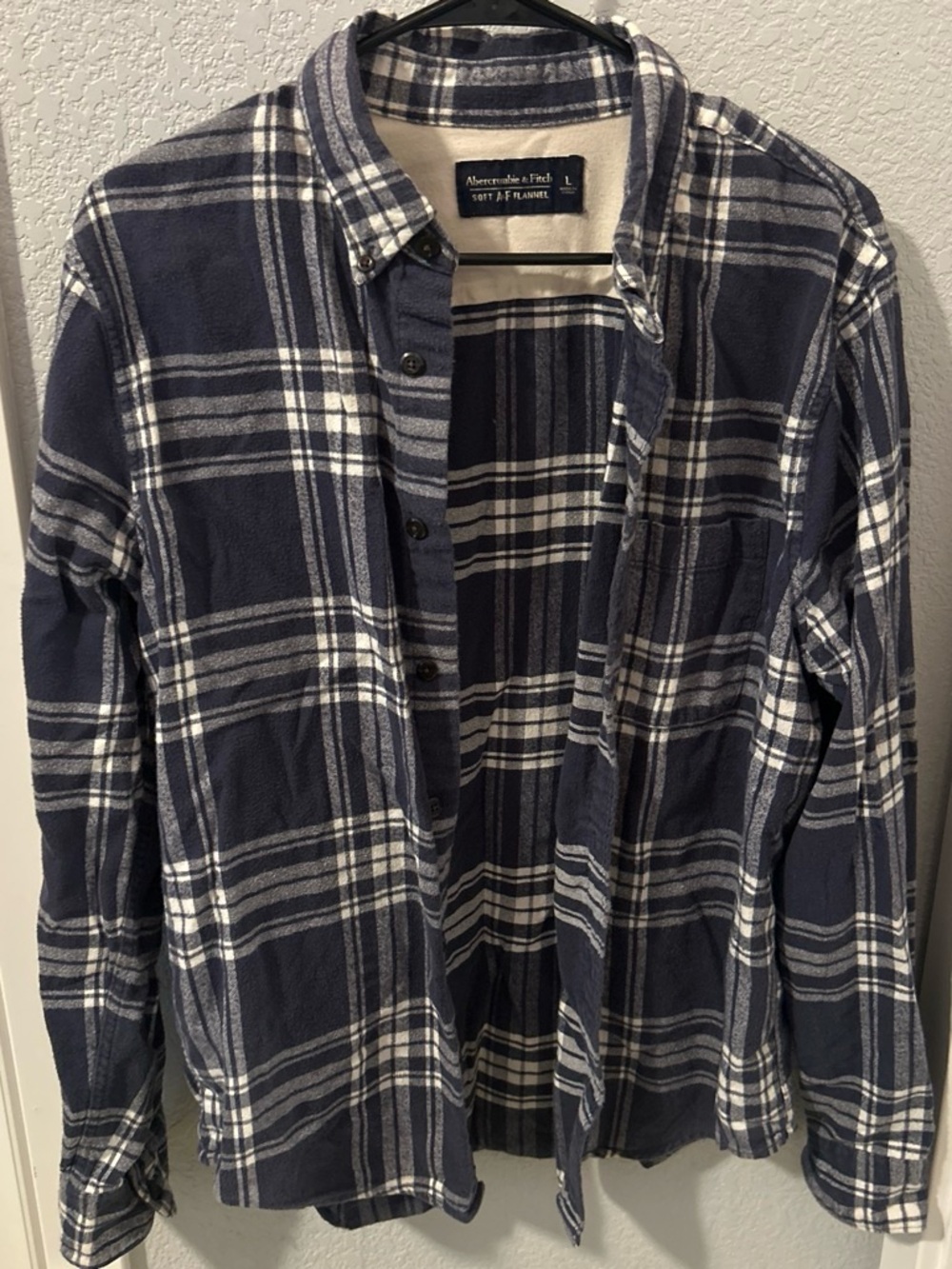 Abercrombie & Fitch Navy and White Plaid Button-Down Shirt